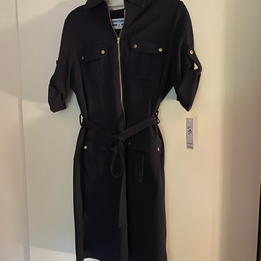 Navy Blue Shirt Dress with zipper, NWT